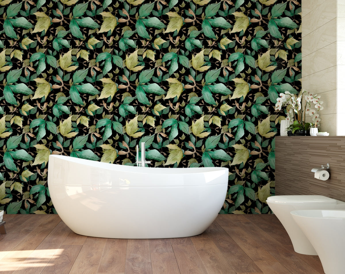 Retro Tropical Leaves Forest Design Wallpaper
