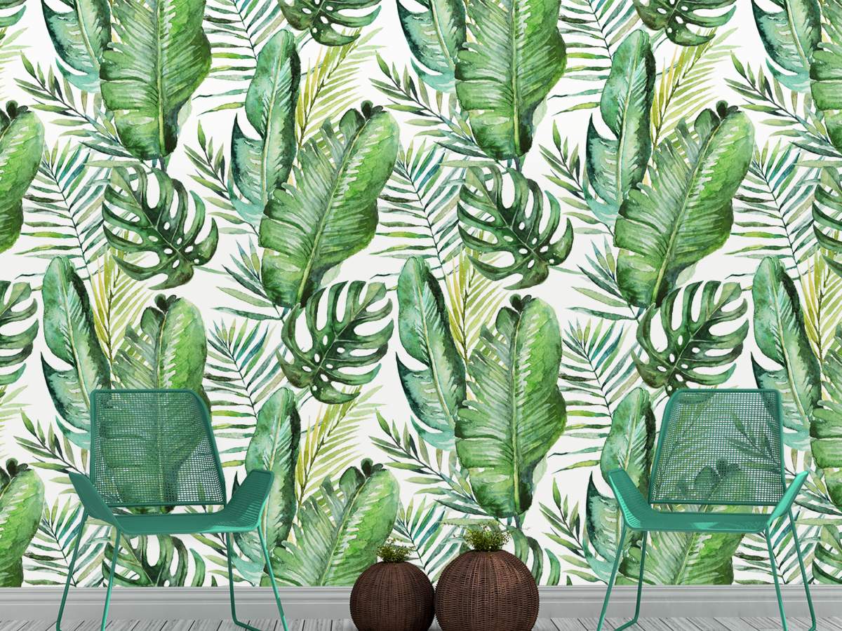 Jungle Tropical Leaves Watercolour Style Wallpaper Rolls
