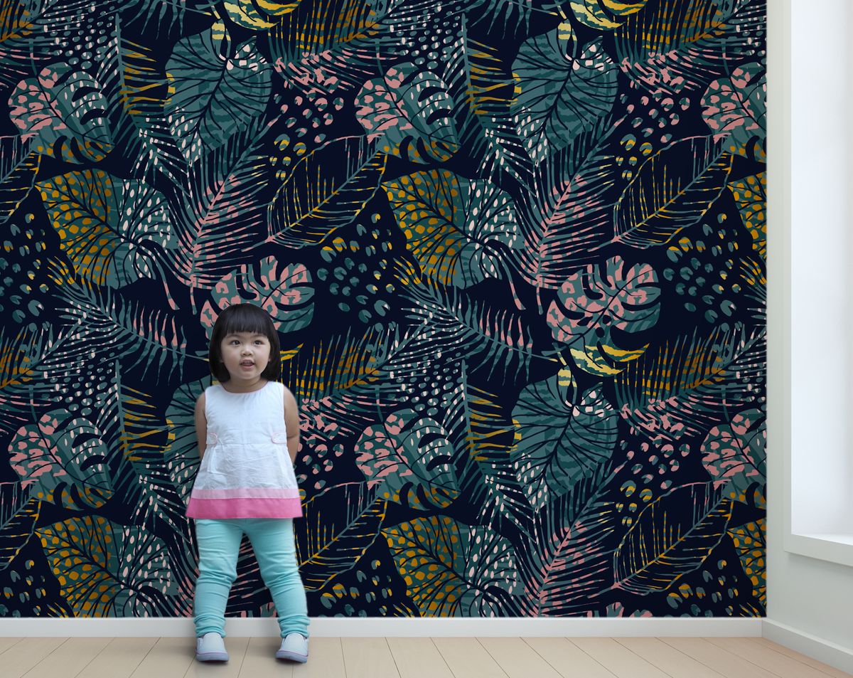 Tropical Multicolor Leaves Botanical Wallpaper