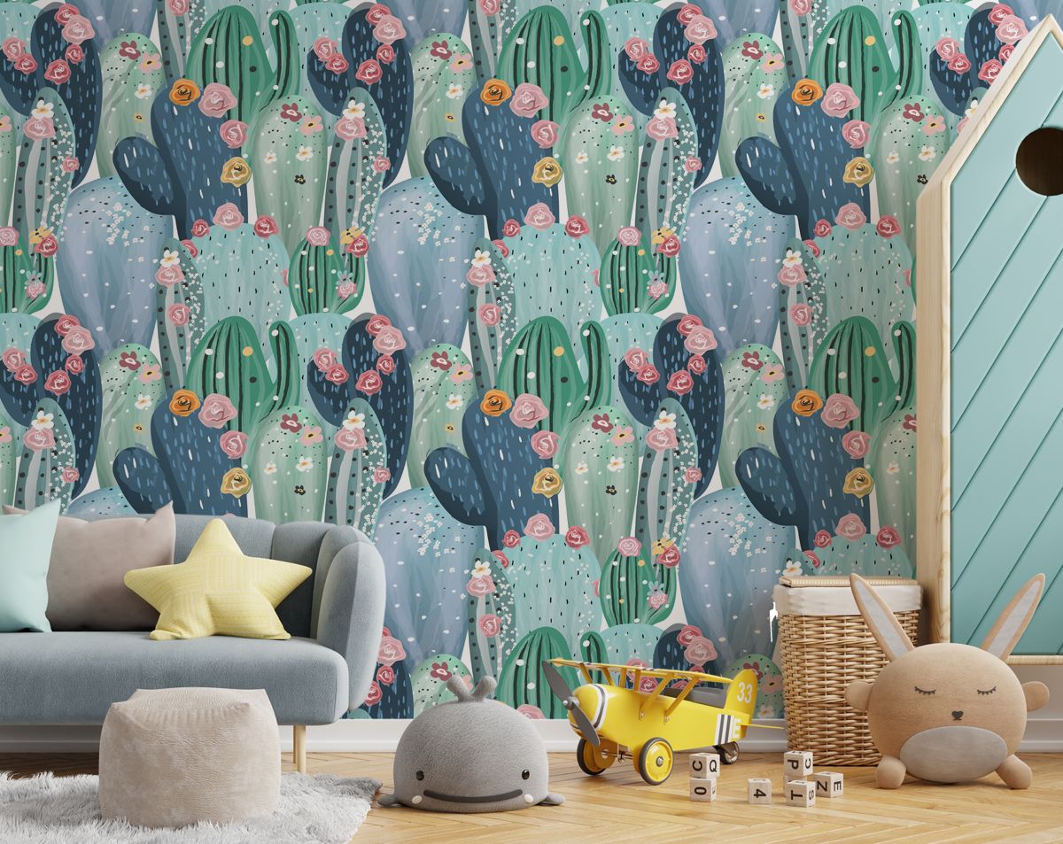 Colorful Pastel Cactus Wallpaper