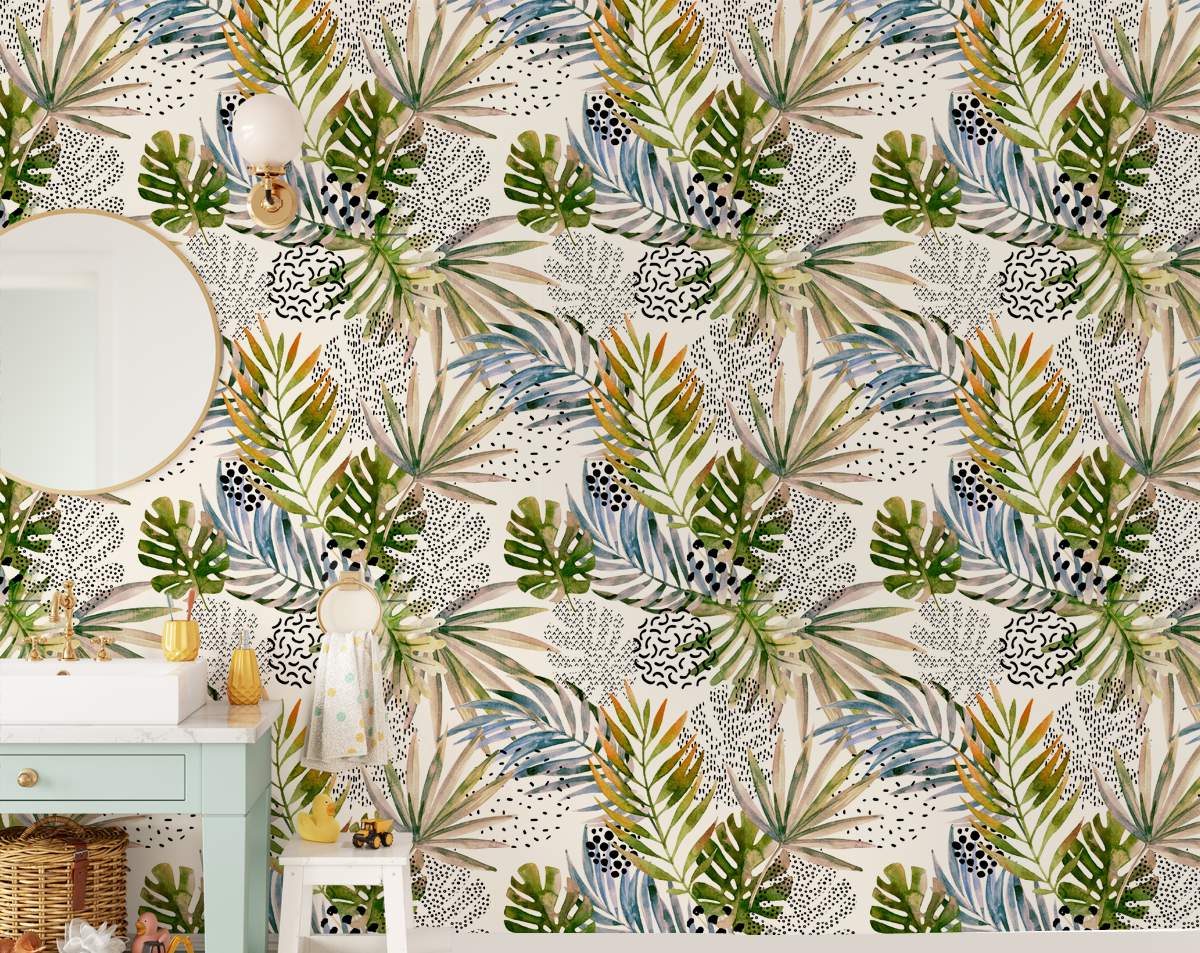 Watercolor Tropical Leaves Wallpaper Rolls