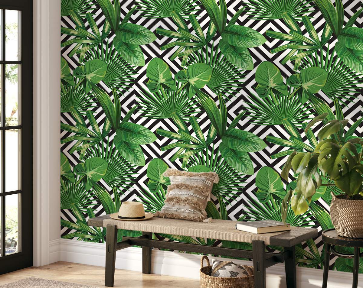 Palm Leaves Jungle Plant Tropical Peel and Stick 3D Wallpaper Roll