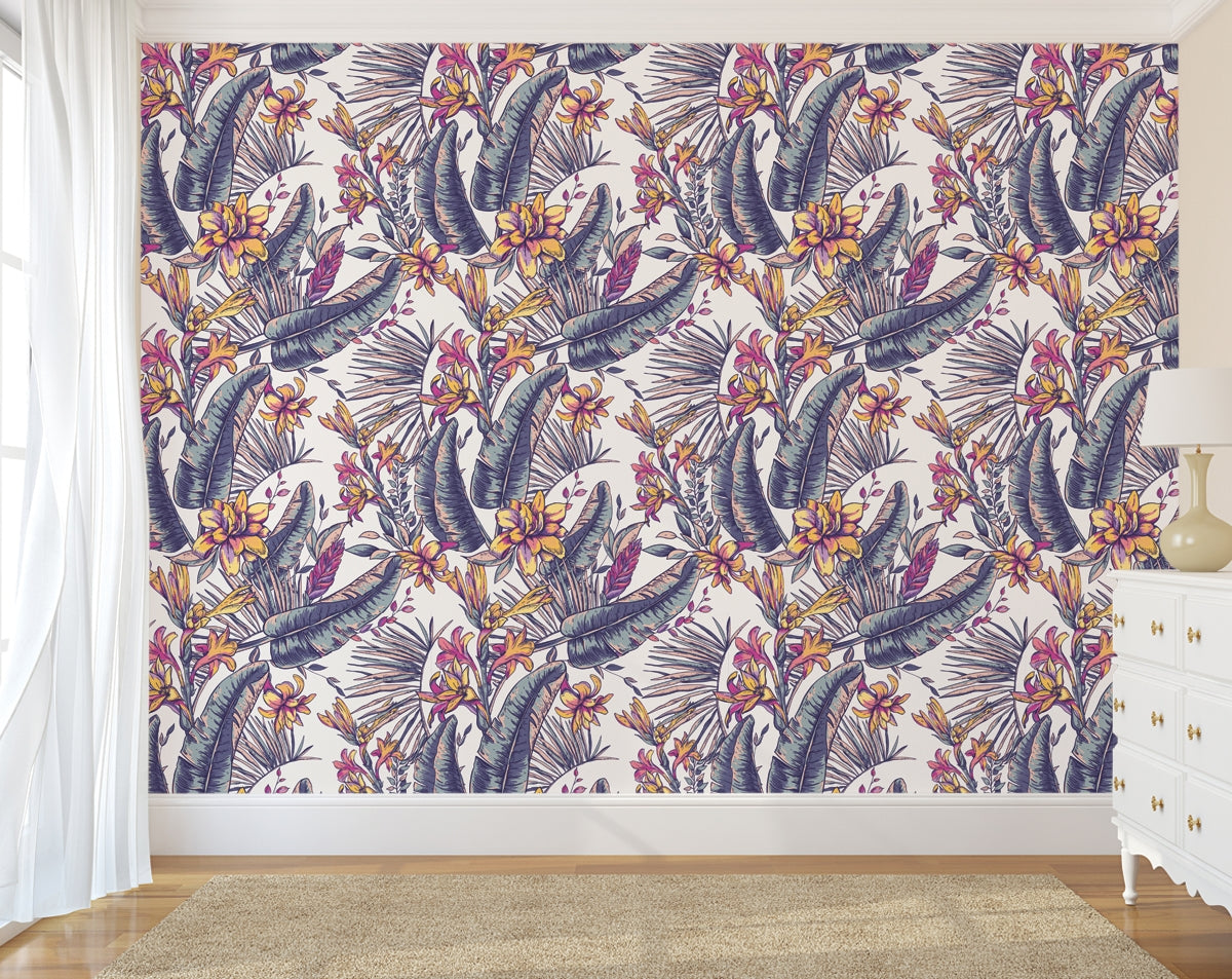 Watercolor Palm Leaves Wall Mural Wall Decor Wallpaper