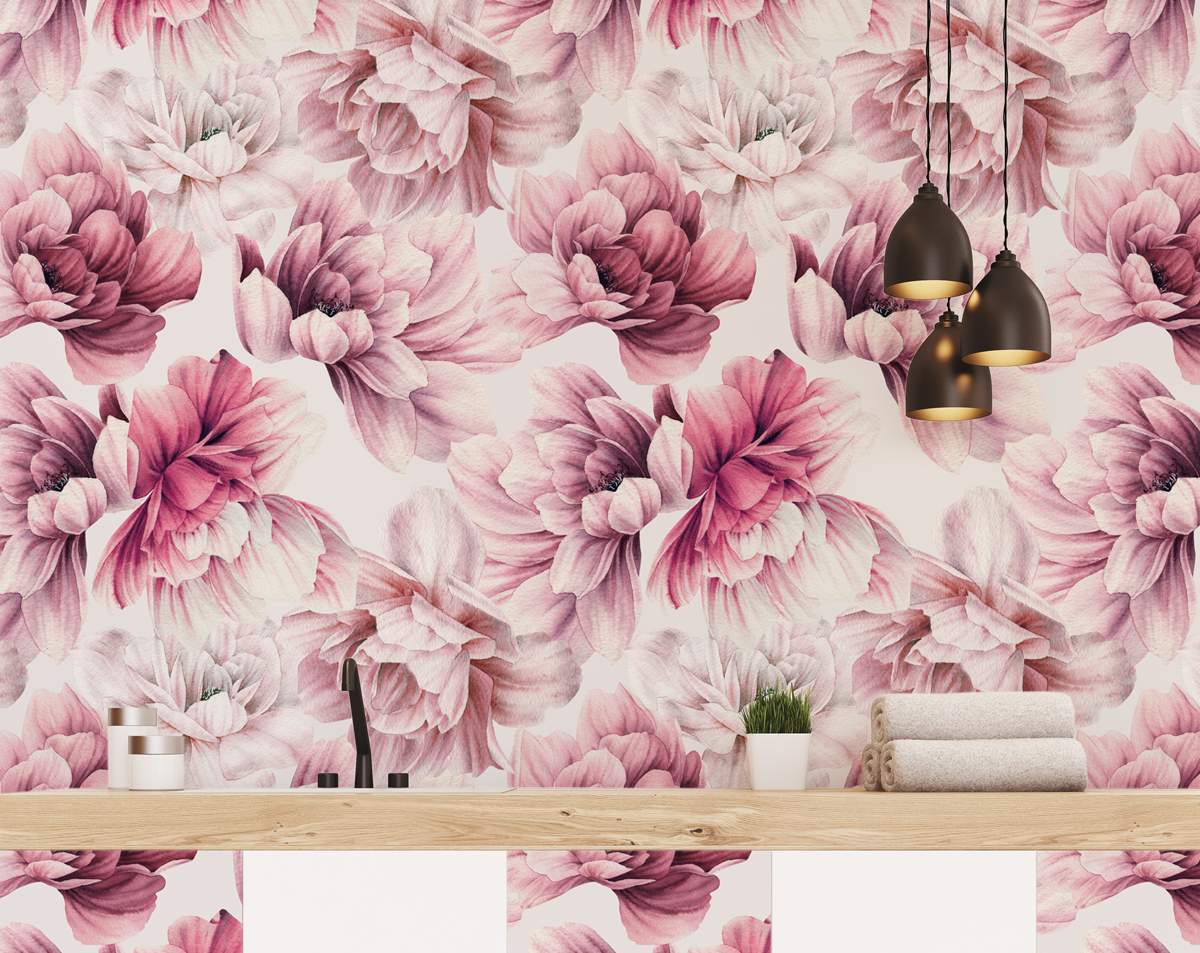 Pink Roses Floral Wallpaper Rolls