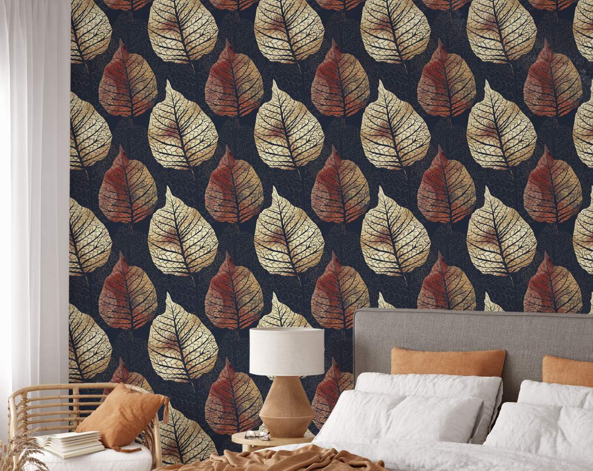 Luxury Texture Big Tree Leaf Wallpaper Rolls