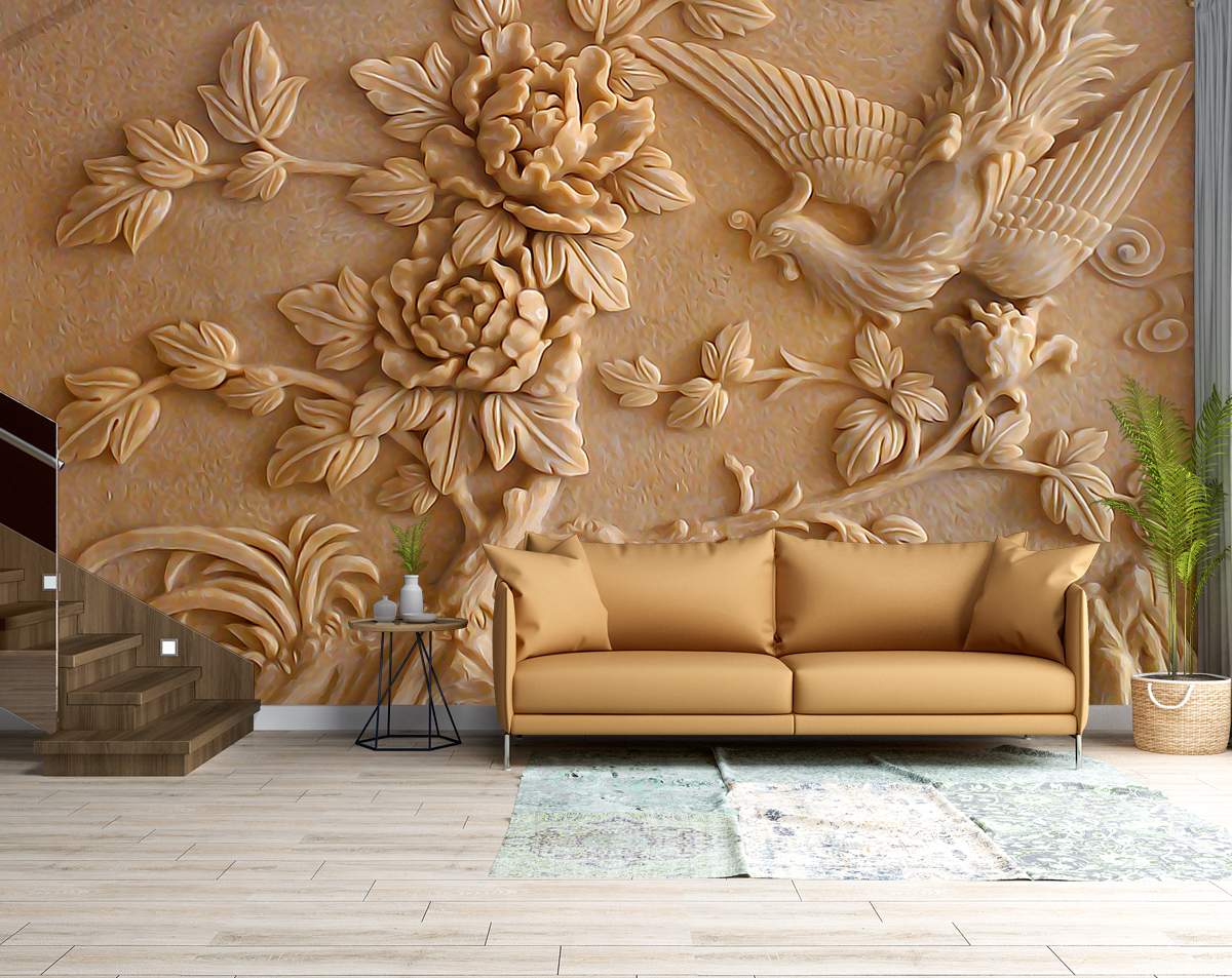 3d Custom floral and bird Wall Mural, 3D Living Room Wallpaper