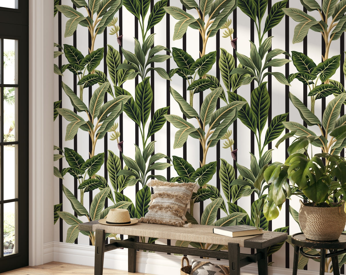 Banana Tree Leaves Wallpaper For Living Rooms Decoration