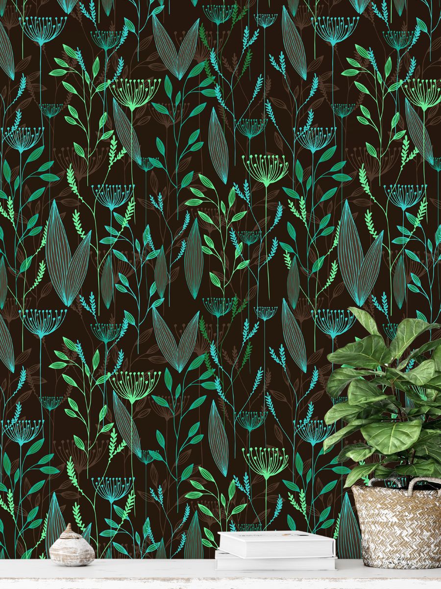 Tropical Jungle Leaves Design Wallpaper