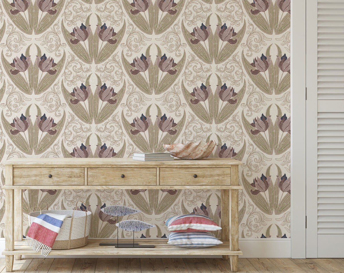 Vintage Dutch Tulips” Wallpaper