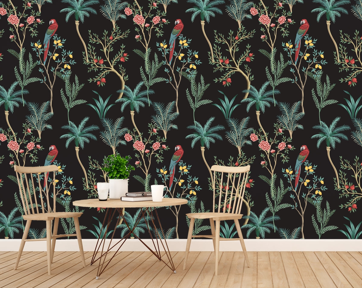 Vintage garden lemon fruit tree, rose tree, plant, wallpaper