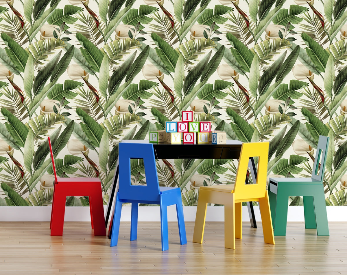 Watercolor Banana Leaf Art Wallpaper