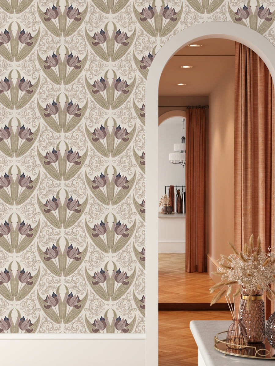 Vintage Dutch Tulips” Wallpaper
