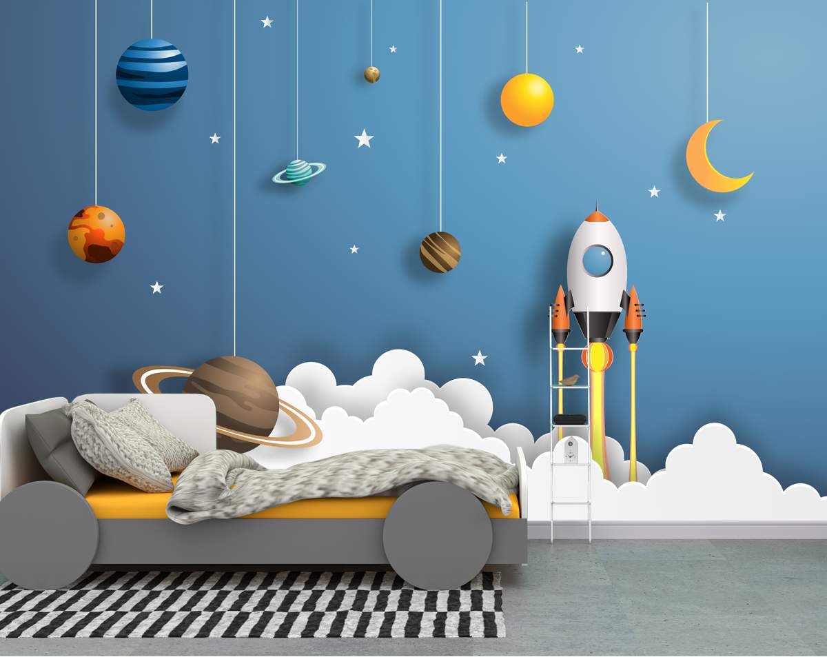 Kids 3D Mural Space 3D Wallpaper