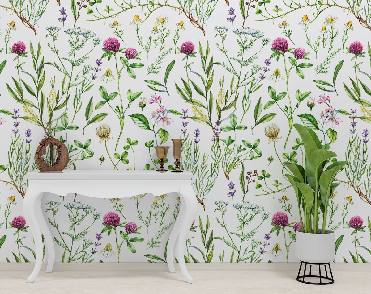 Watercolor Wild Flowers Floral Wallpaper
