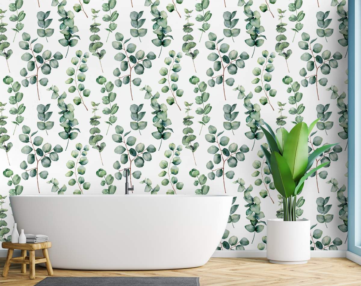 Watercolour Eucalyptus Leaves and Branches Wallpaper Roll
