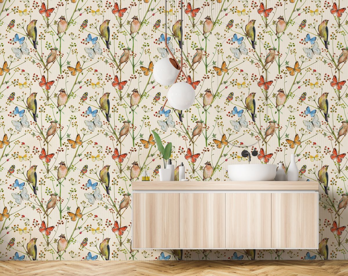 Beautiful Wallpaper With Bids And Butterfly Wallpaper