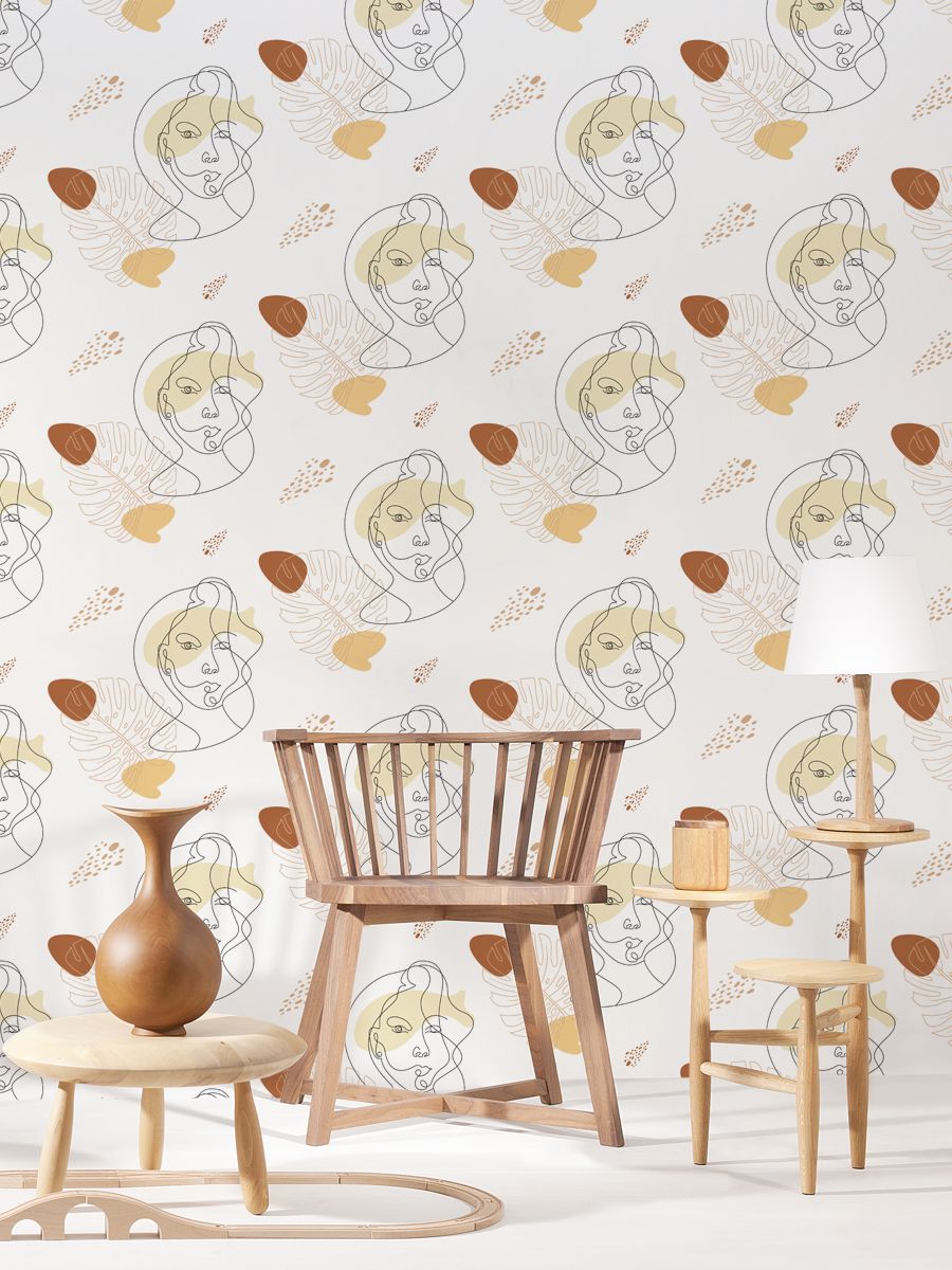 Face Pattern Removable Wallpaper Abstract Art Wallpaper