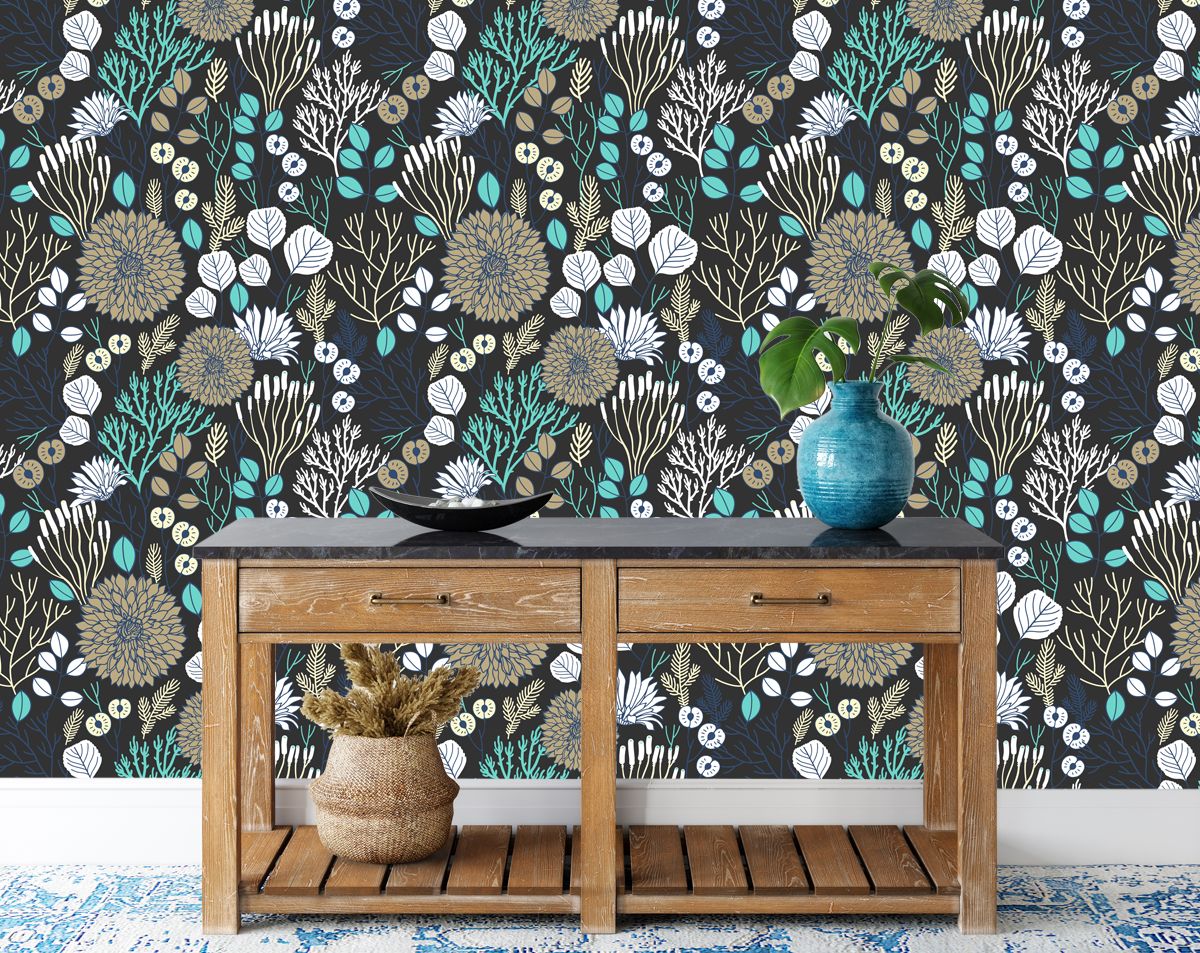 Beautiful Bright Flower And Leaves Tropical Wallpaper