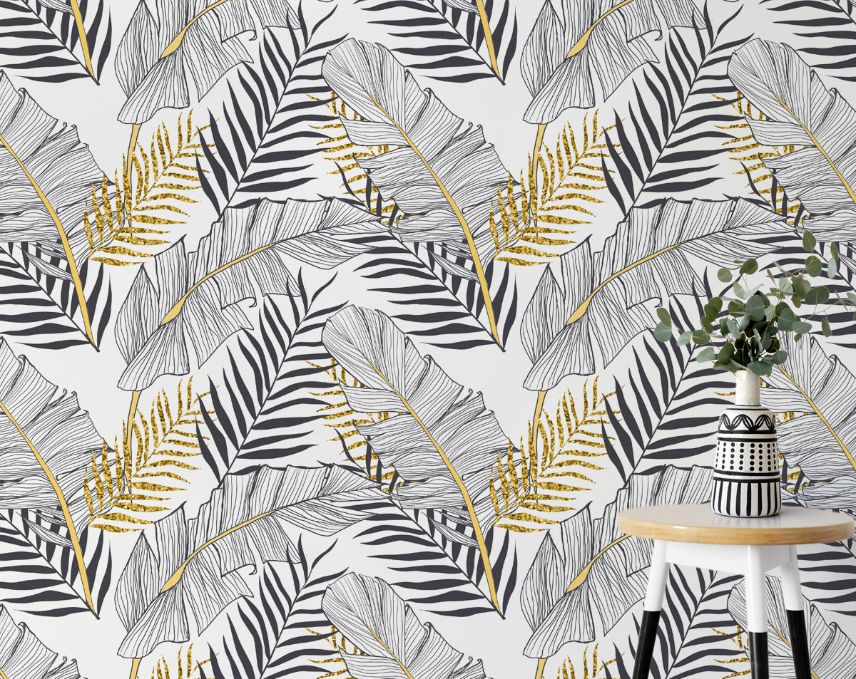 Stylish Trendy Exotic Banana Palm LeavesWallpaper Rolls