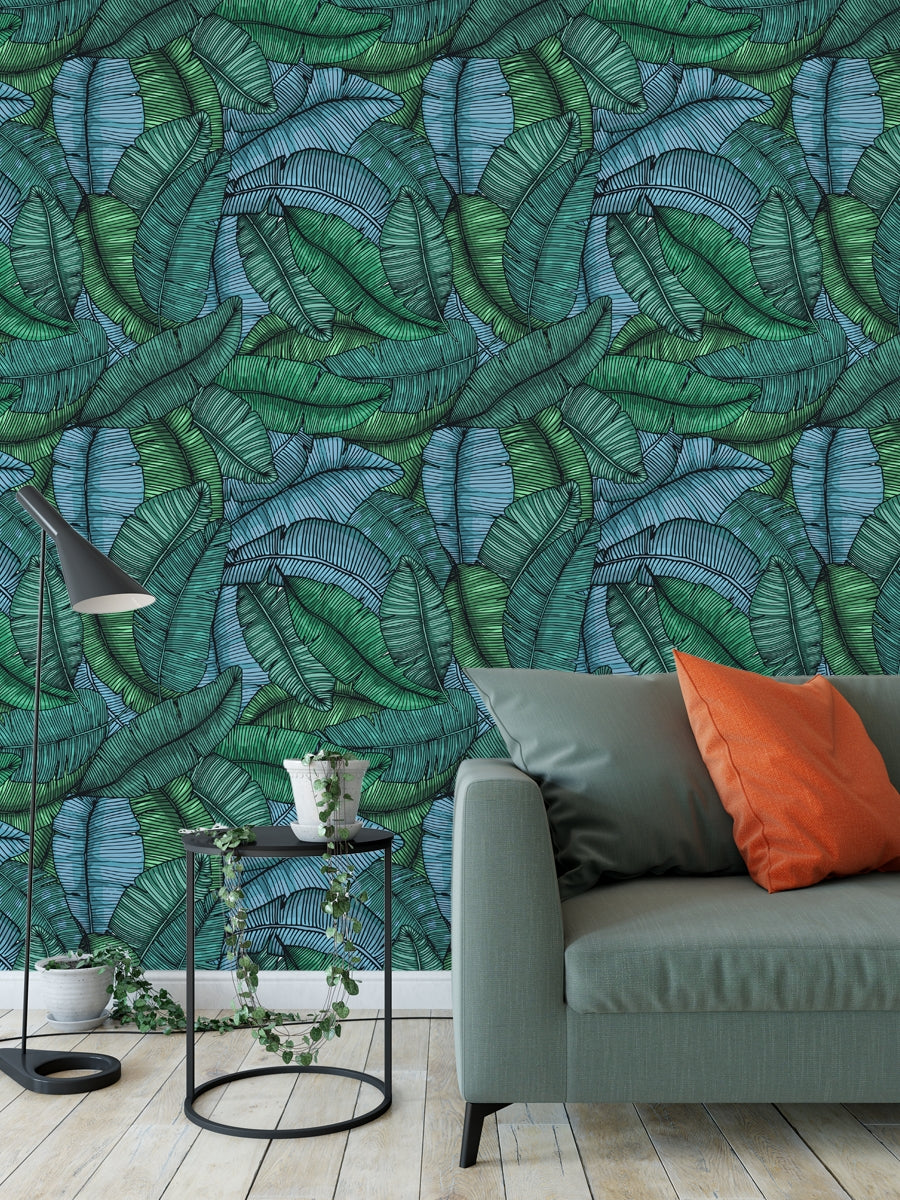 Tropical Leaves Painting Acrylic Print Rolls Wallpaper
