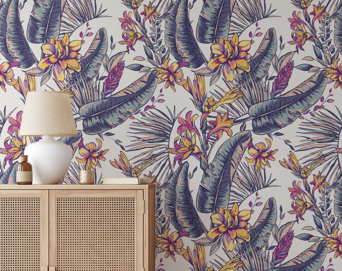 Watercolor Palm Leaves Wall Mural Wall Decor Wallpaper