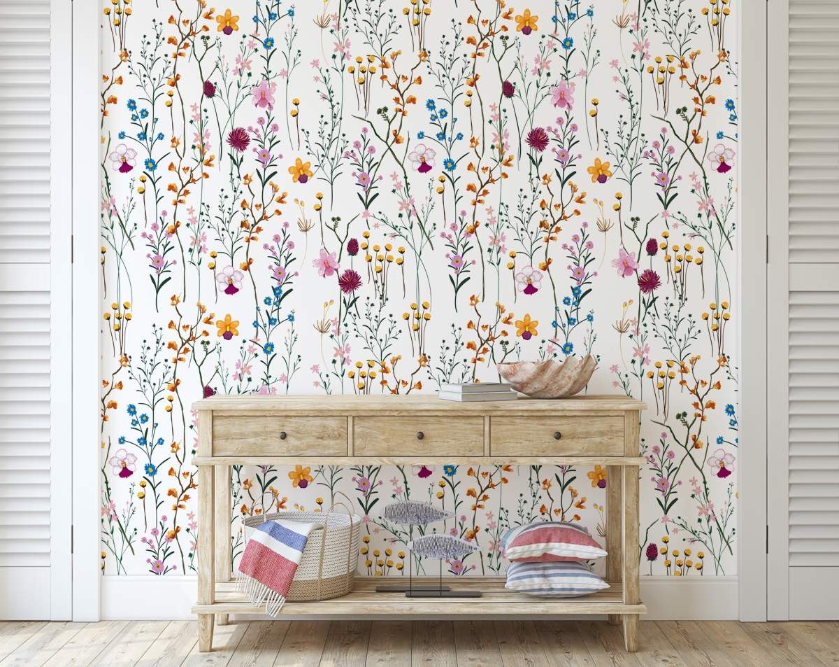 Bohemian, Boho Wallpaper Colourful Flowers Wallpaper Rolls