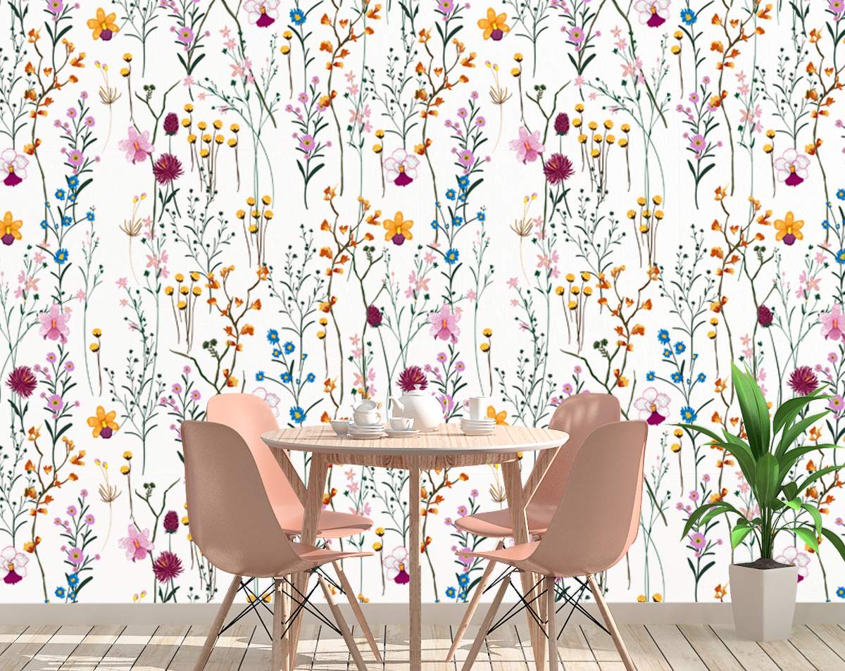 Bohemian, Boho Wallpaper Colourful Flowers Wallpaper Rolls