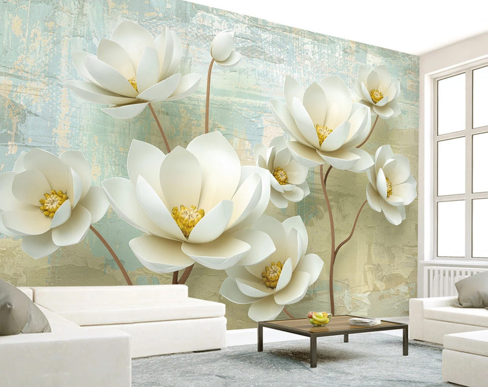 3D Magnolia Flowers Customize Wallpaper