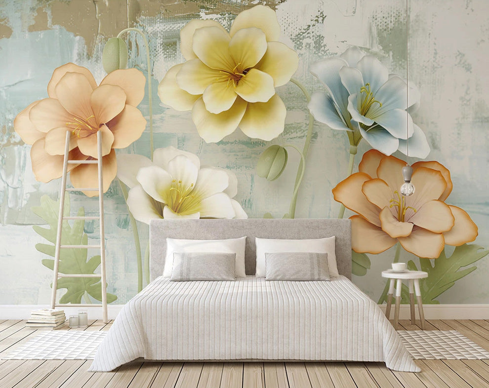 Colourful Flowers 3D Wallpaper for Walls