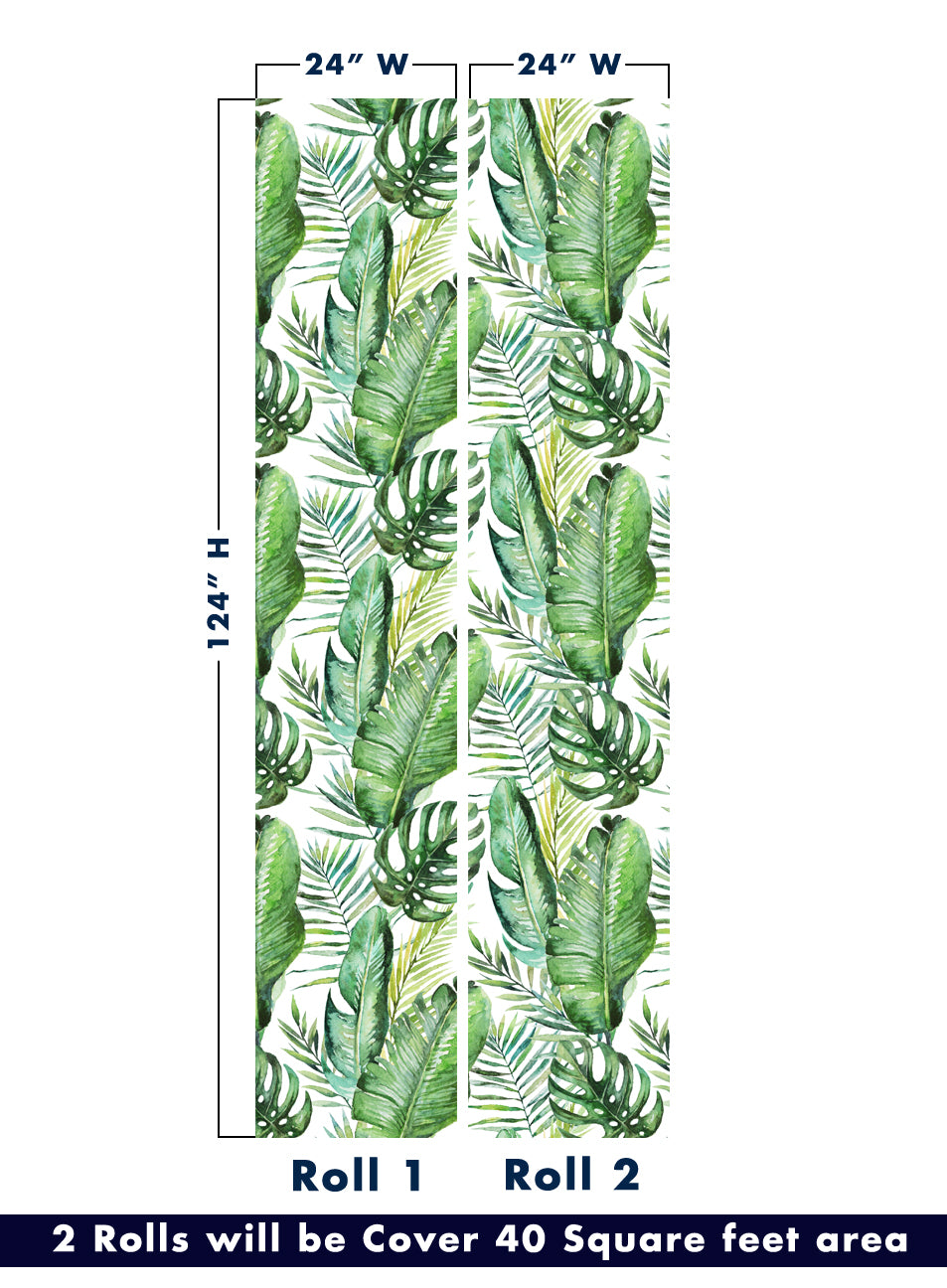 Jungle Tropical Leaves Watercolour Style Wallpaper Rolls