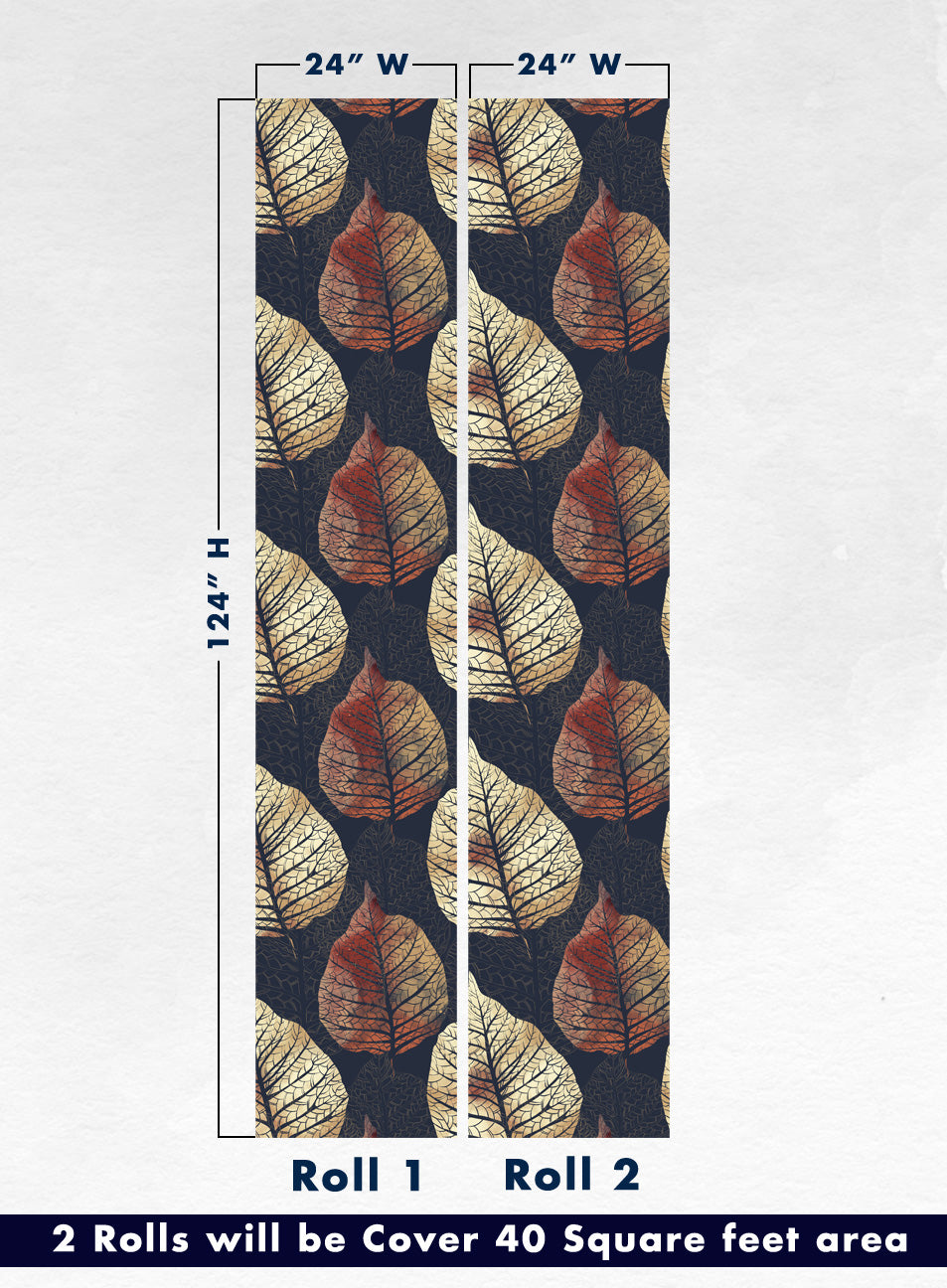 Luxury Texture Big Tree Leaf Wallpaper Rolls