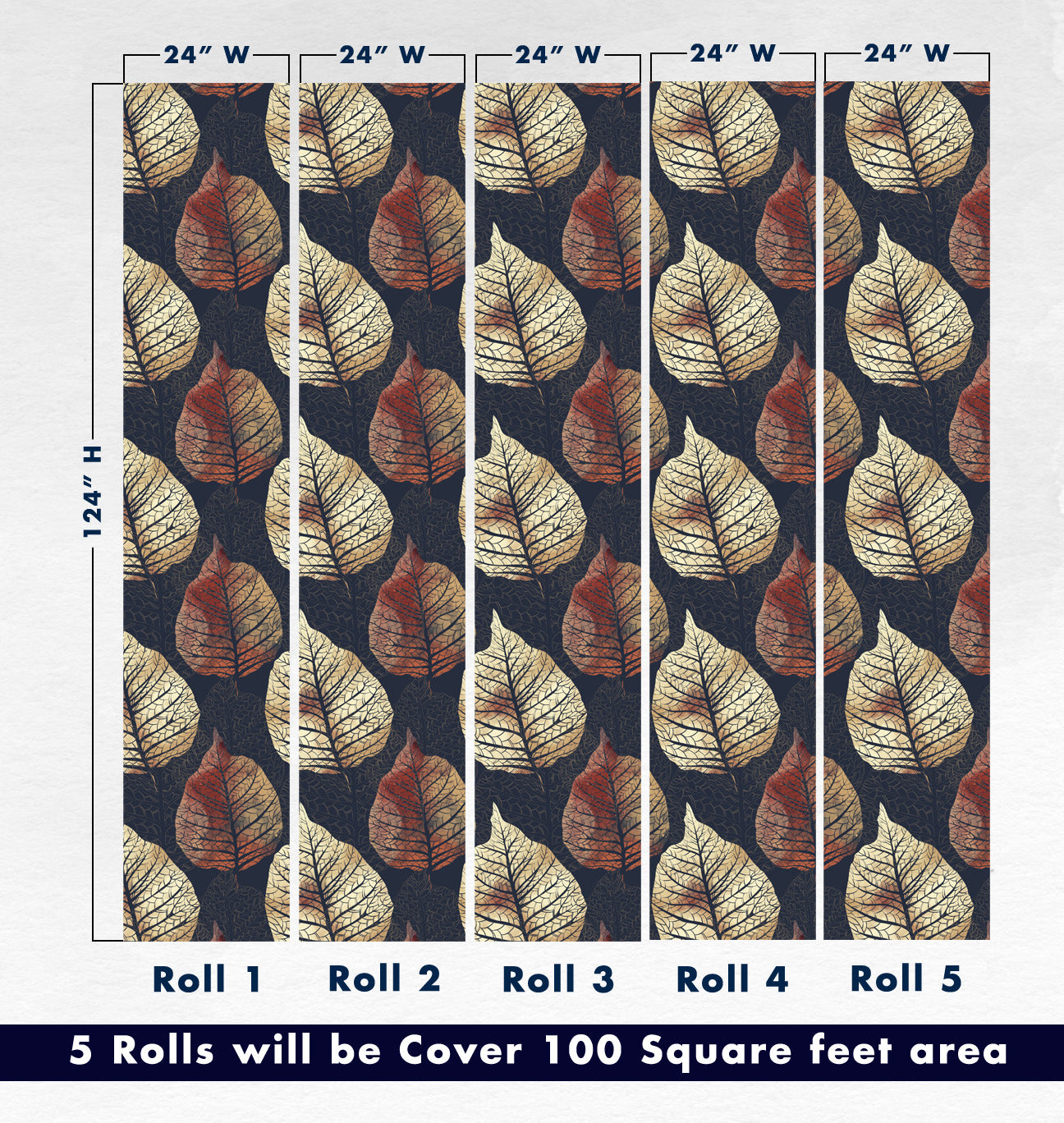 Luxury Texture Big Tree Leaf Wallpaper Rolls