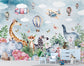 Cute jungle animals wallpaper for kids room - view 5