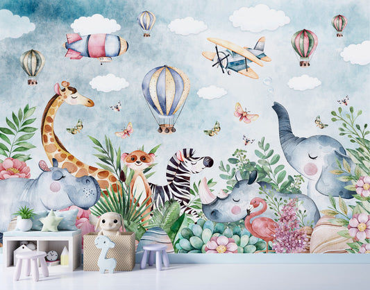 Cute Animal Jungle Wallpaper For Kids Room