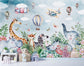 Cute jungle animals wallpaper for kids room