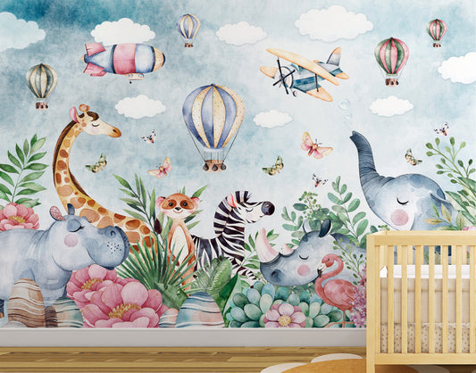 Cute Animal Jungle Wallpaper For Kids Room