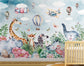 Cute jungle animals wallpaper for kids room - view 2