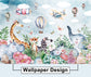 Cute jungle animals wallpaper for kids room - view 6