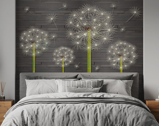 Dandelion Flowers Floral Leaves Wallpaper
