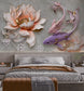 3D Mural Relief Lotus Fish Retro Bedroom Wallpaper