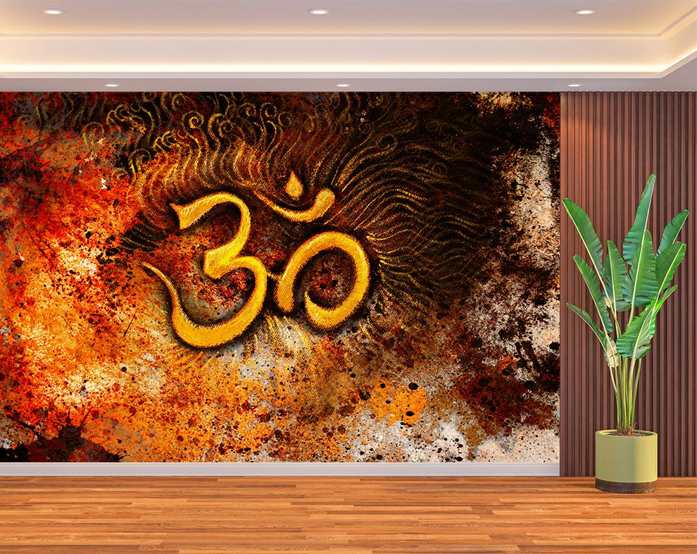 Burning Om Symbol Wallpaper | Spiritual wallpaper for walls