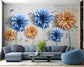 Blue And Orange 3D Daisy Flowers Wallpaper