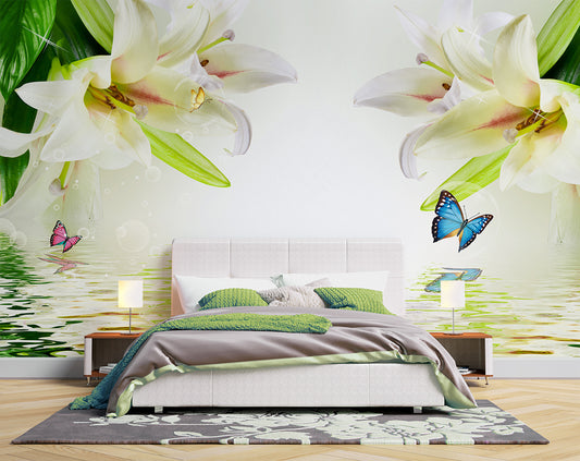 Beautiful Flowers And Butterfly Wallpaper
