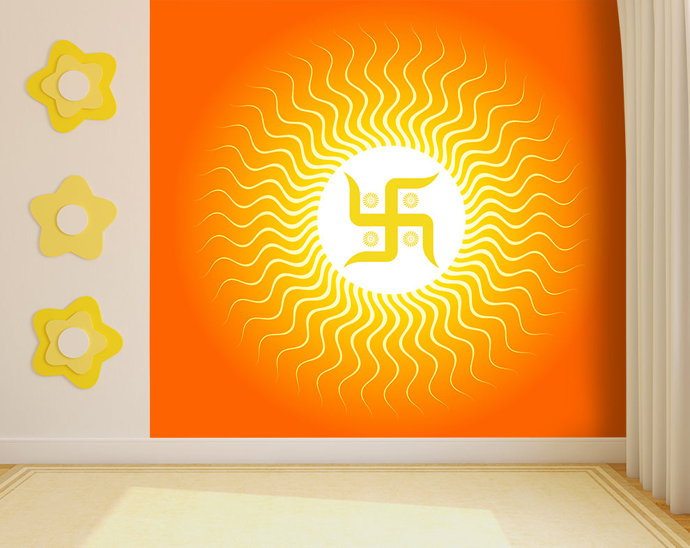 Hindu Swastik Symbol On Sun Wallpaper