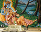 Pooja Room - Radha Krishna Hand Draw Painting Mural Wallpaper