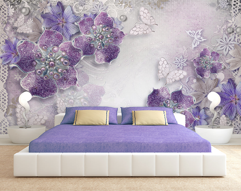 Purple Floral Diamond Wallpaper
