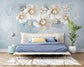 Sky blue jewelry flowers 3D wallpaper