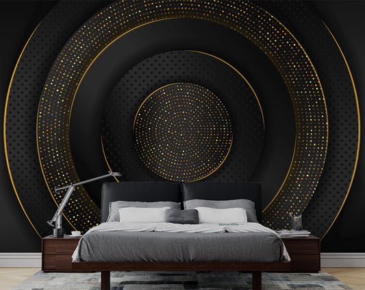 Bedroom - 3D Creative Abstract Golden Lines Wallpaper