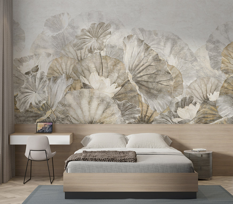 Botanical Lotus Leaf Wallpaper