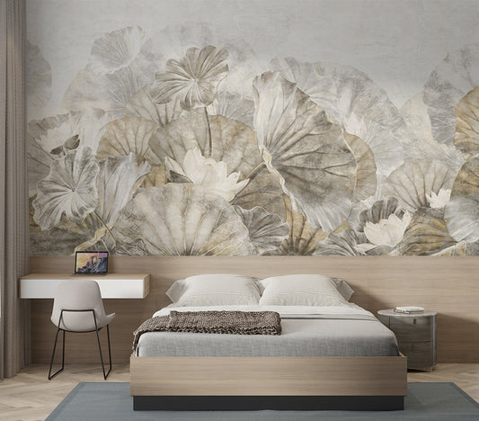 Botanical Lotus Leaf Wallpaper